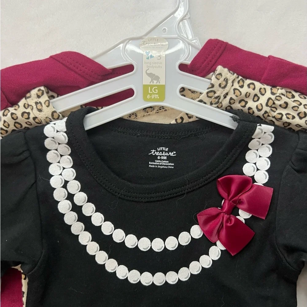 Little Treasure 3 Pack Long Sleeve Onesies